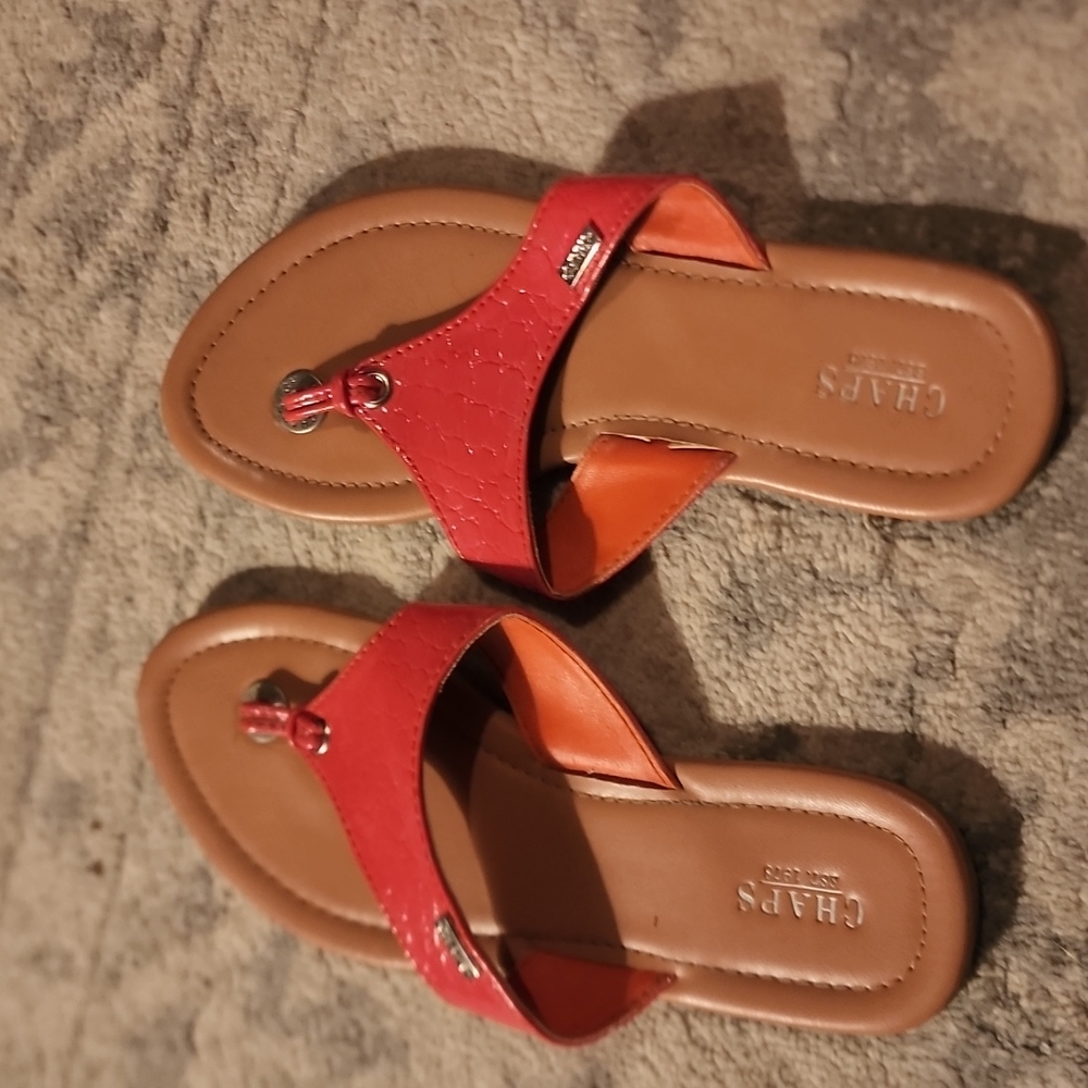 Chaps Textured Strap Flats